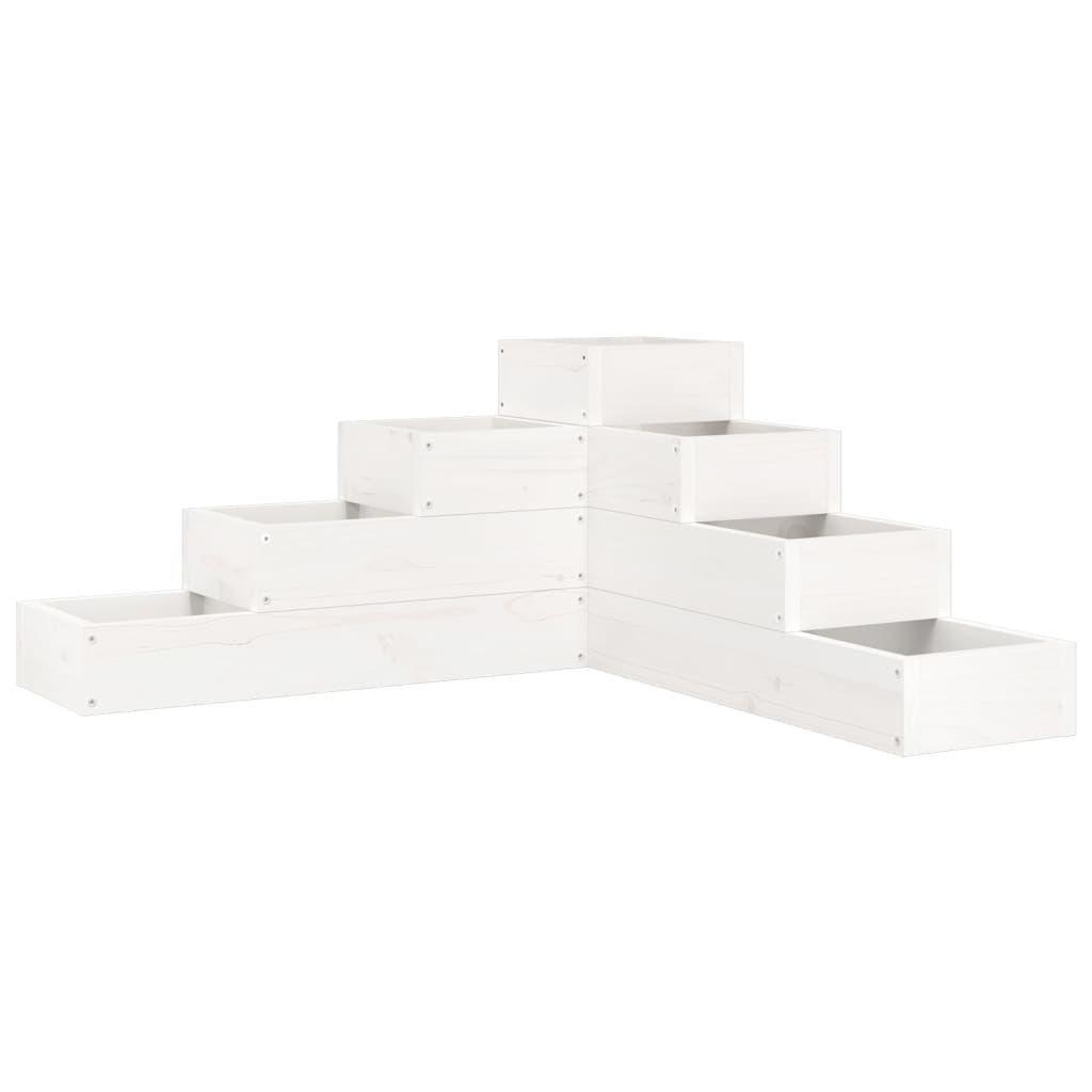 Vrtna sadilica s 4 razine 80,5 x 79 x 36 cm bijela od borovine