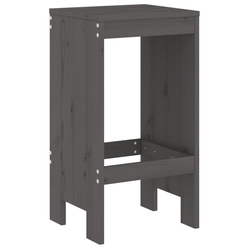 Barski stolci 2 kom sivi 40 x 36 x 75 cm od masivne borovine