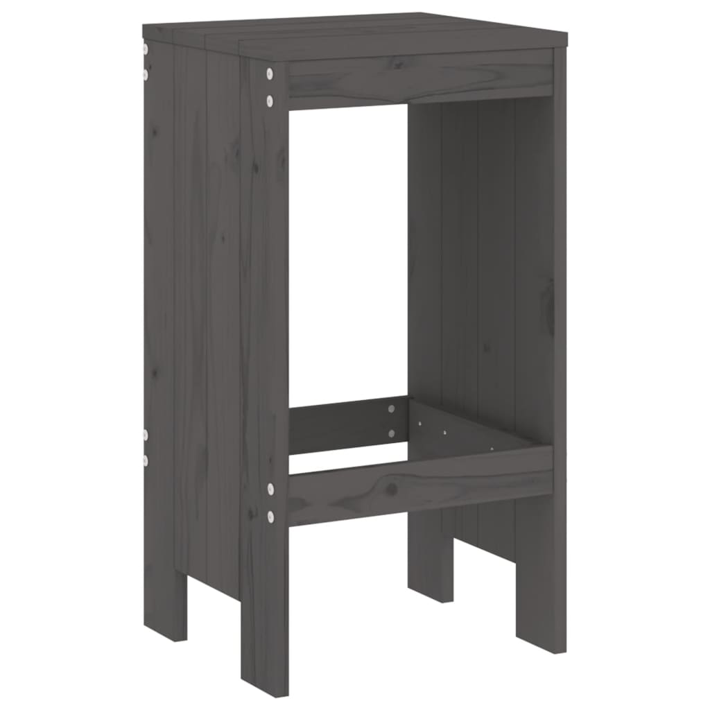 Barski stolci 2 kom sivi 40 x 36 x 75 cm od masivne borovine