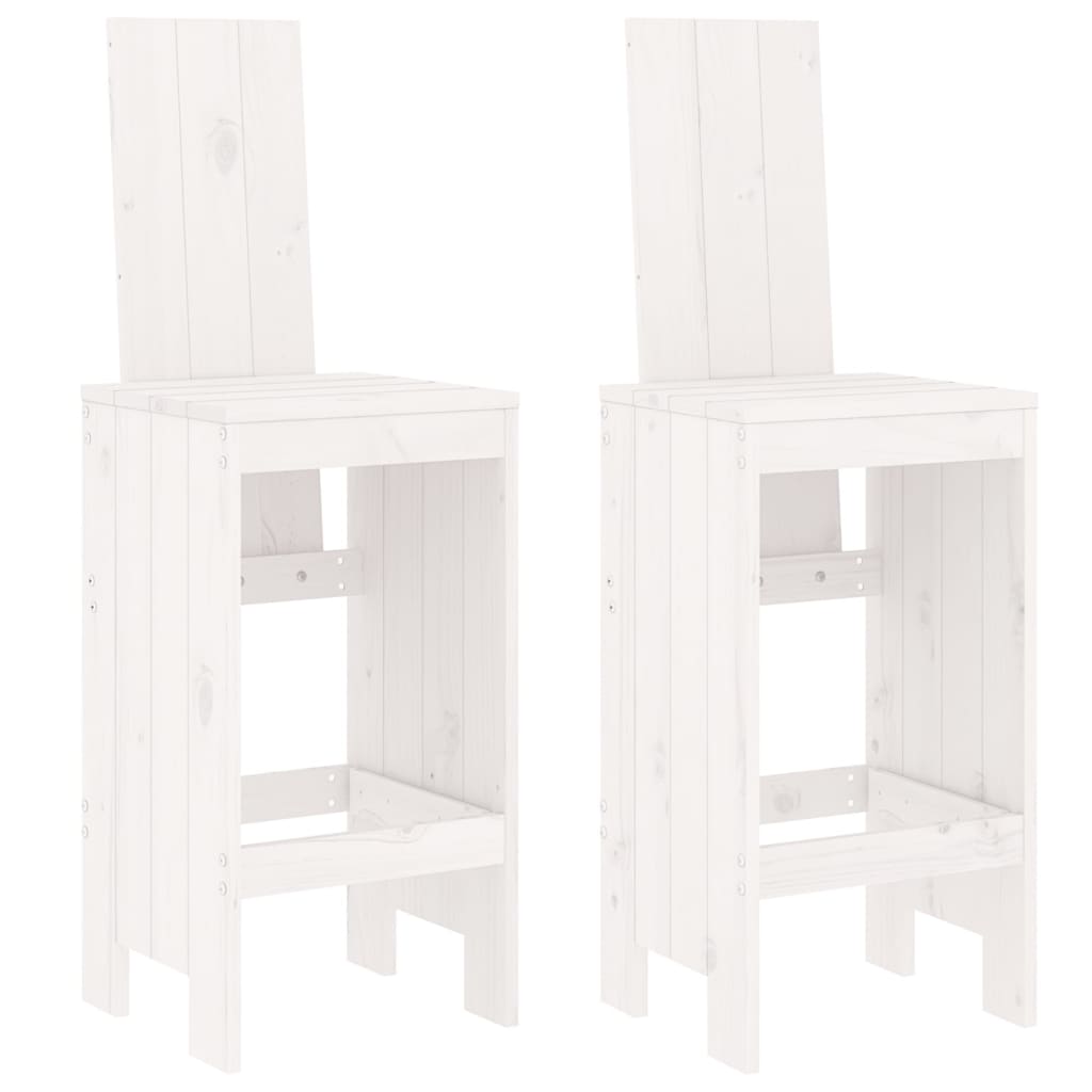 Barski stolci 2 kom bijeli 40 x 42 x 120 cm od masivne borovine