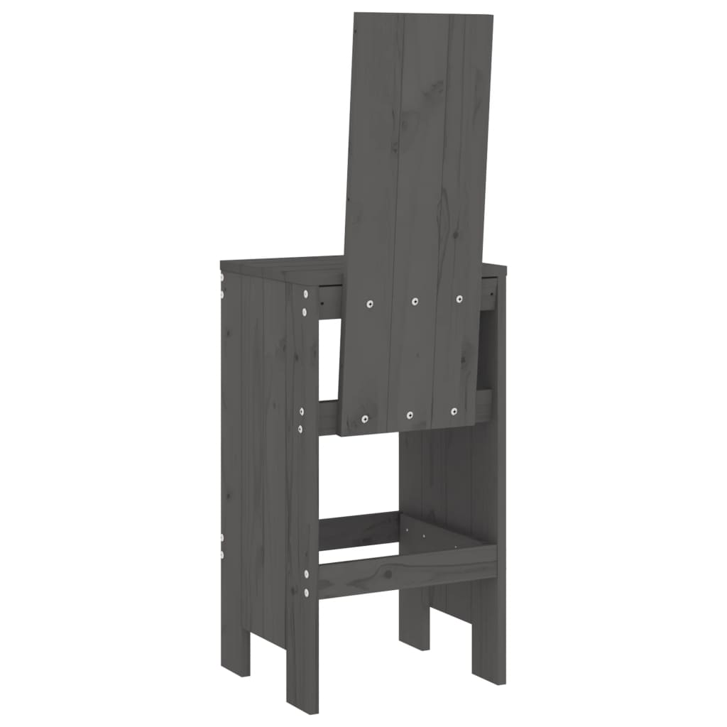 Barski stolci 2 kom sivi 40 x 42 x 120 cm od masivne borovine