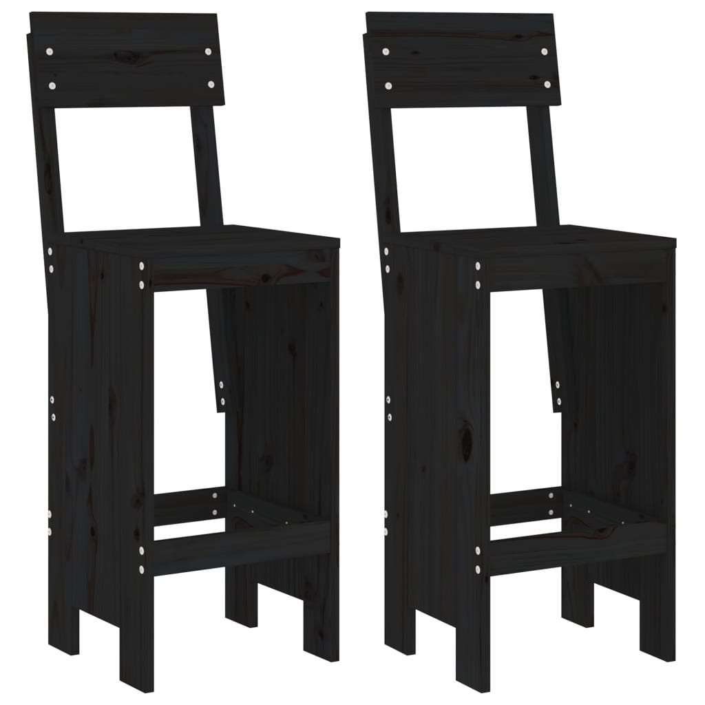 Barski stolci 2 kom crni 40 x 48,5 x 115,5 cm masivna borovina