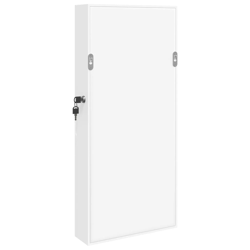 Zidni ormarić za nakit s ogledalom bijeli 30 x 8,5 x 67 cm