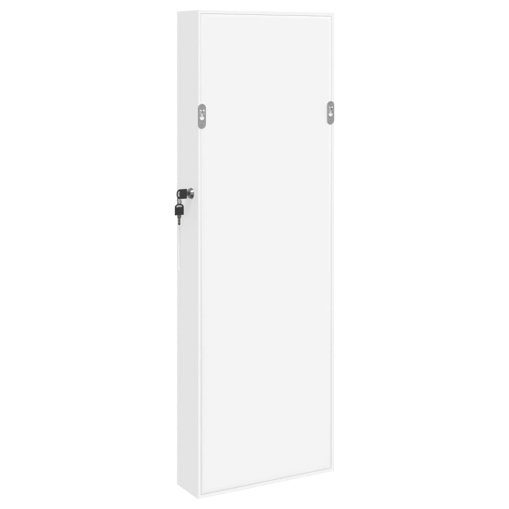 Zidni ormarić za nakit s ogledalom bijeli 30 x 8,5 x 90 cm