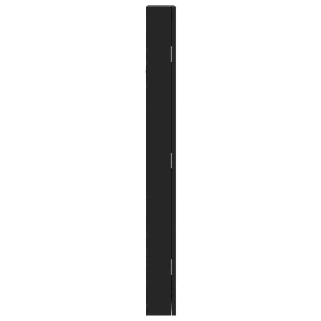 Zidni ormarić za nakit s ogledalom crni 30 x 8,5 x 90 cm