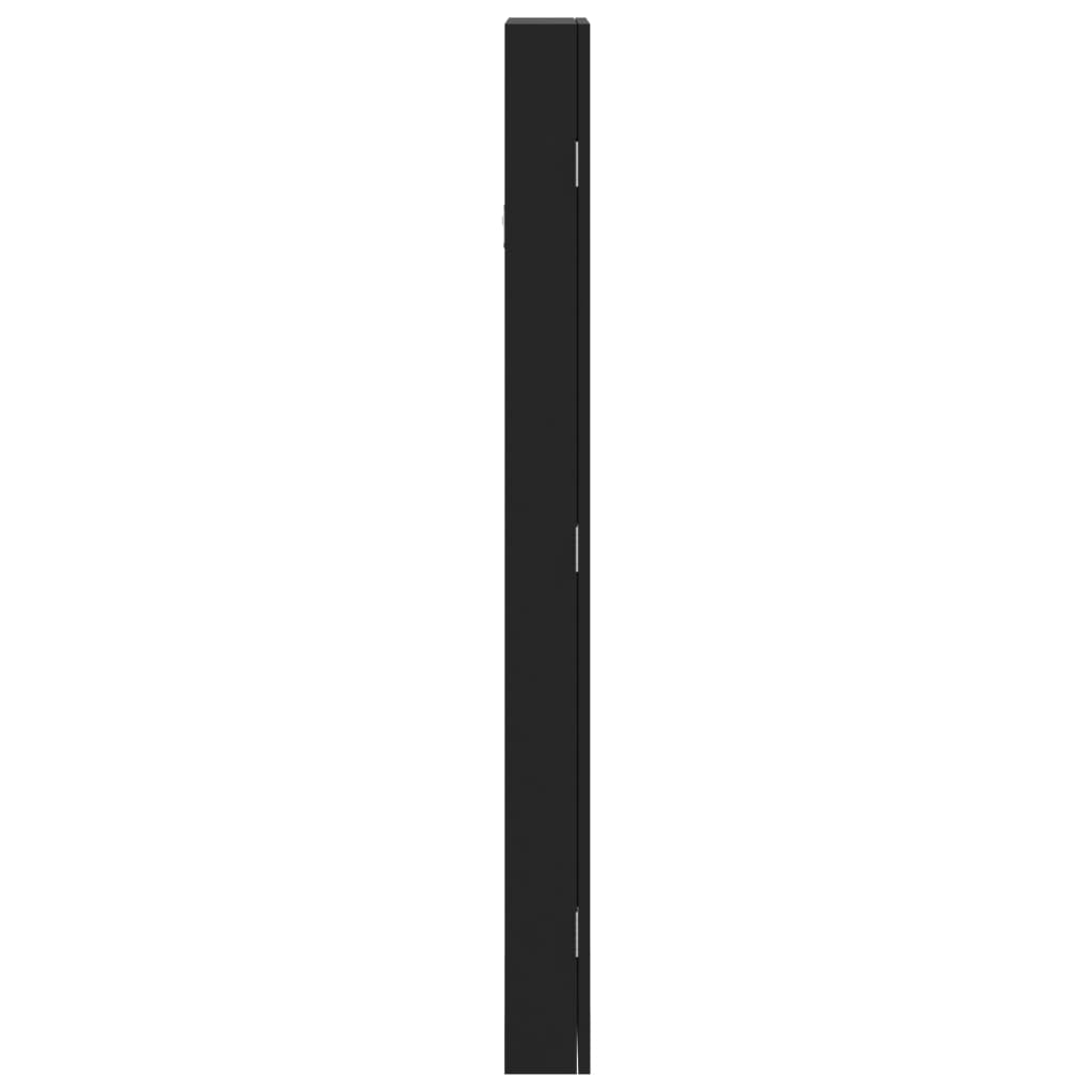 Zidni ormarić za nakit s ogledalom crni 30 x 8,5 x 106 cm