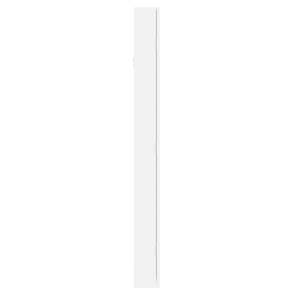 Zidni ormarić za nakit s ogledalom bijeli 37,5 x 10 x 106 cm
