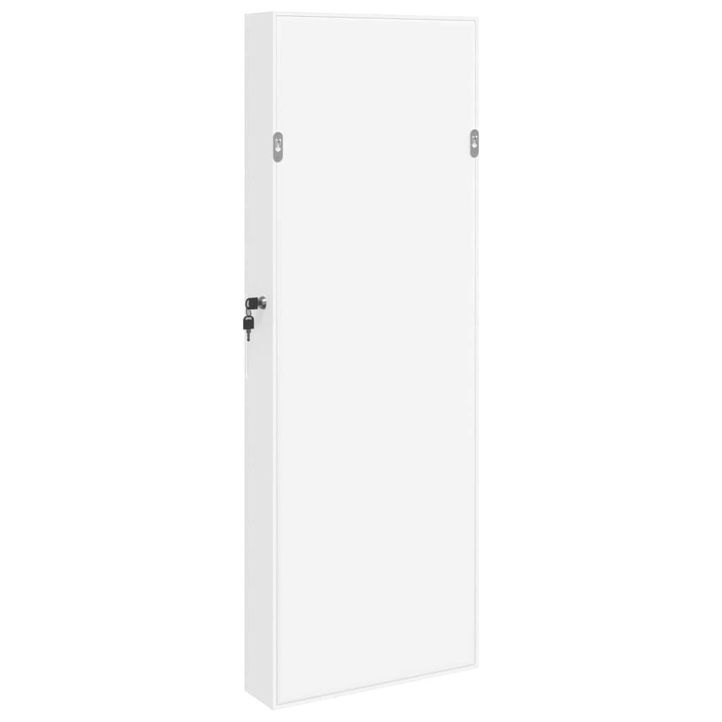 Zidni ormarić za nakit s ogledalom bijeli 37,5 x 10 x 106 cm