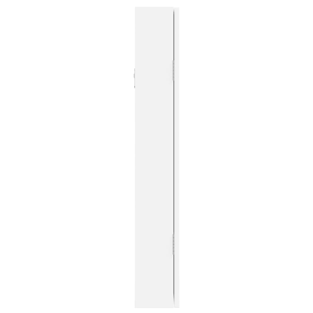 Zidni ormarić za nakit s ogledalom bijeli 37,5 x 10 x 67 cm