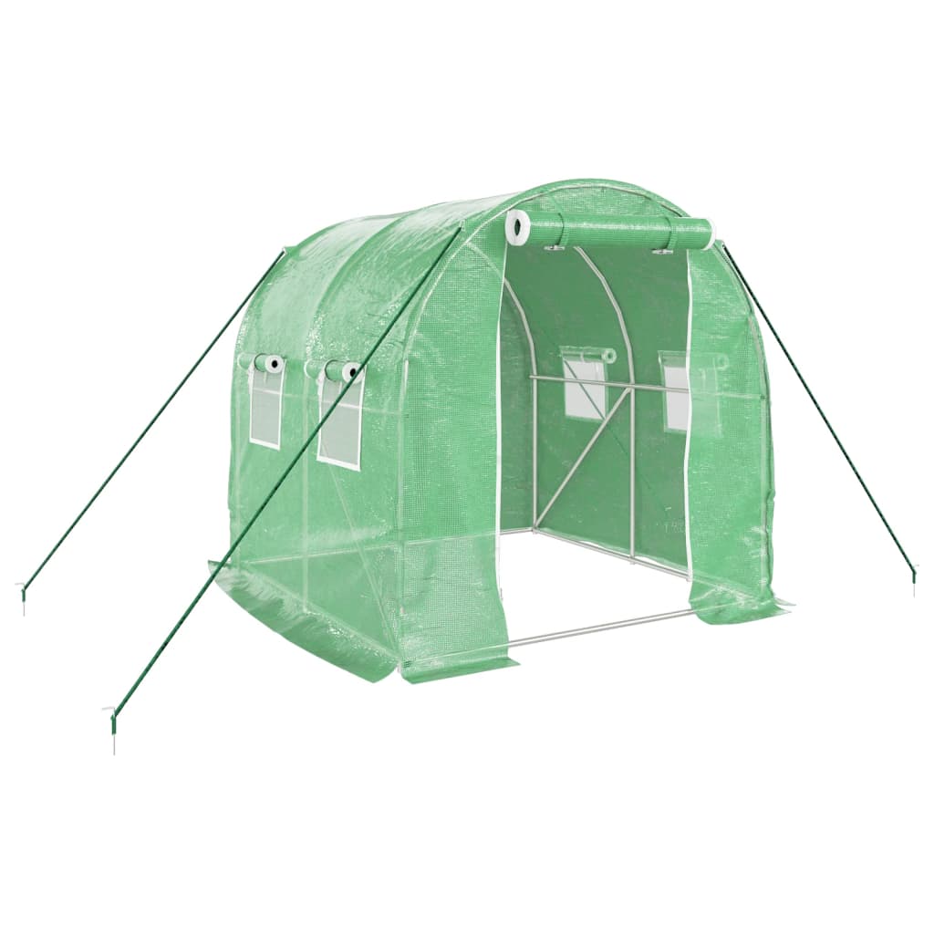 Staklenik s čeličnim okvirom zeleni 4 m² 2 x 2 x 2 m