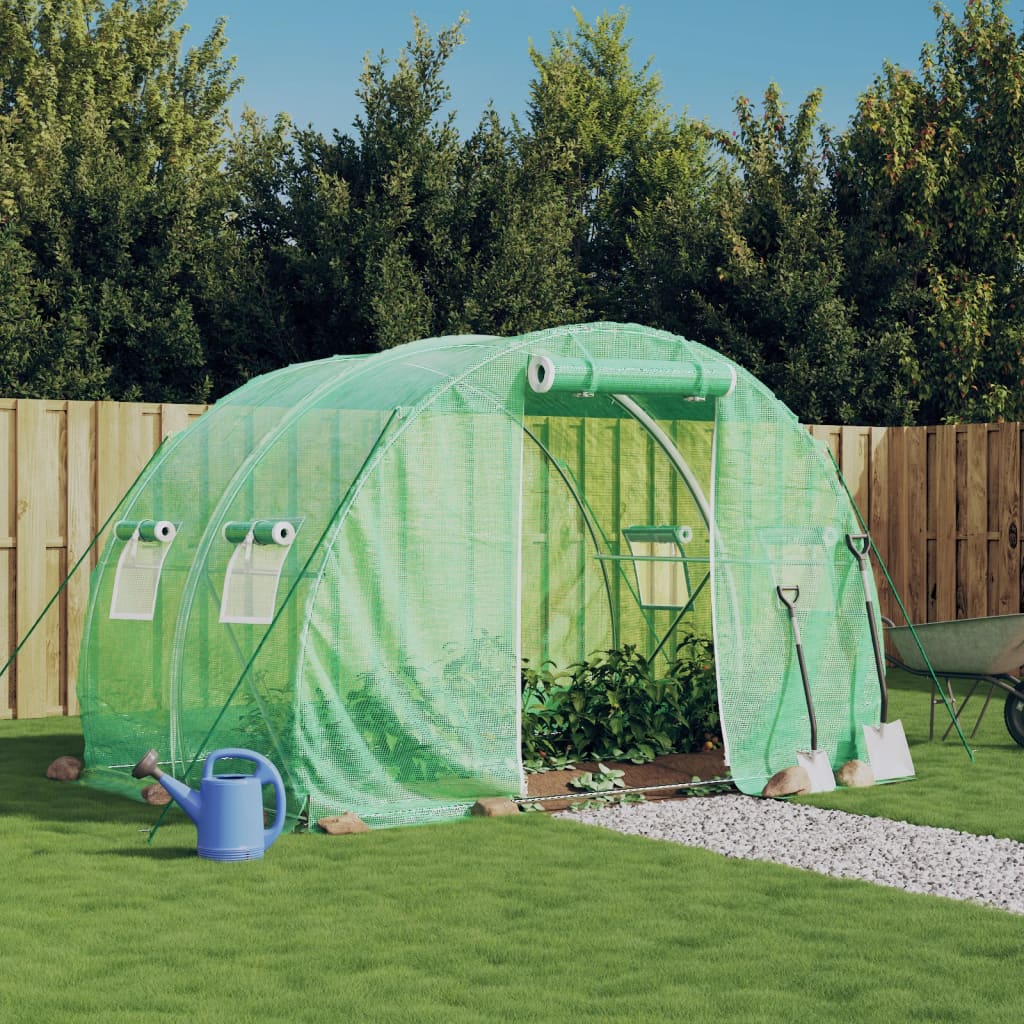 Staklenik s čeličnim okvirom zeleni 6 m² 3 x 2 x 2 m