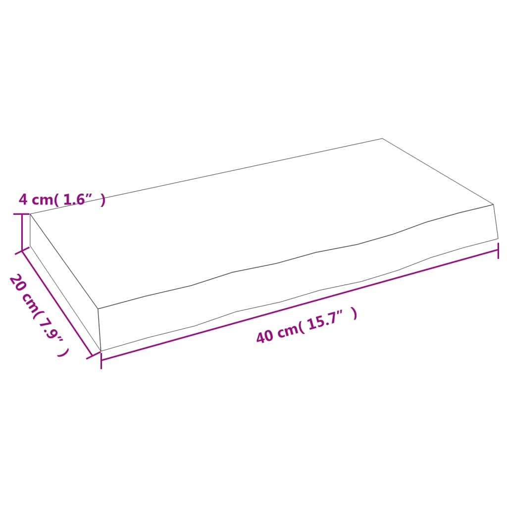 Zidna polica 40 x 20 x 4 cm od neobrađene masivne hrastovine