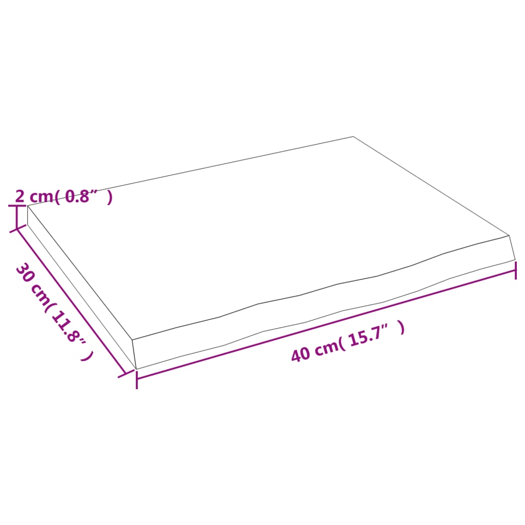 Zidna polica 40 x 30 x 2 cm od neobrađene masivne hrastovine