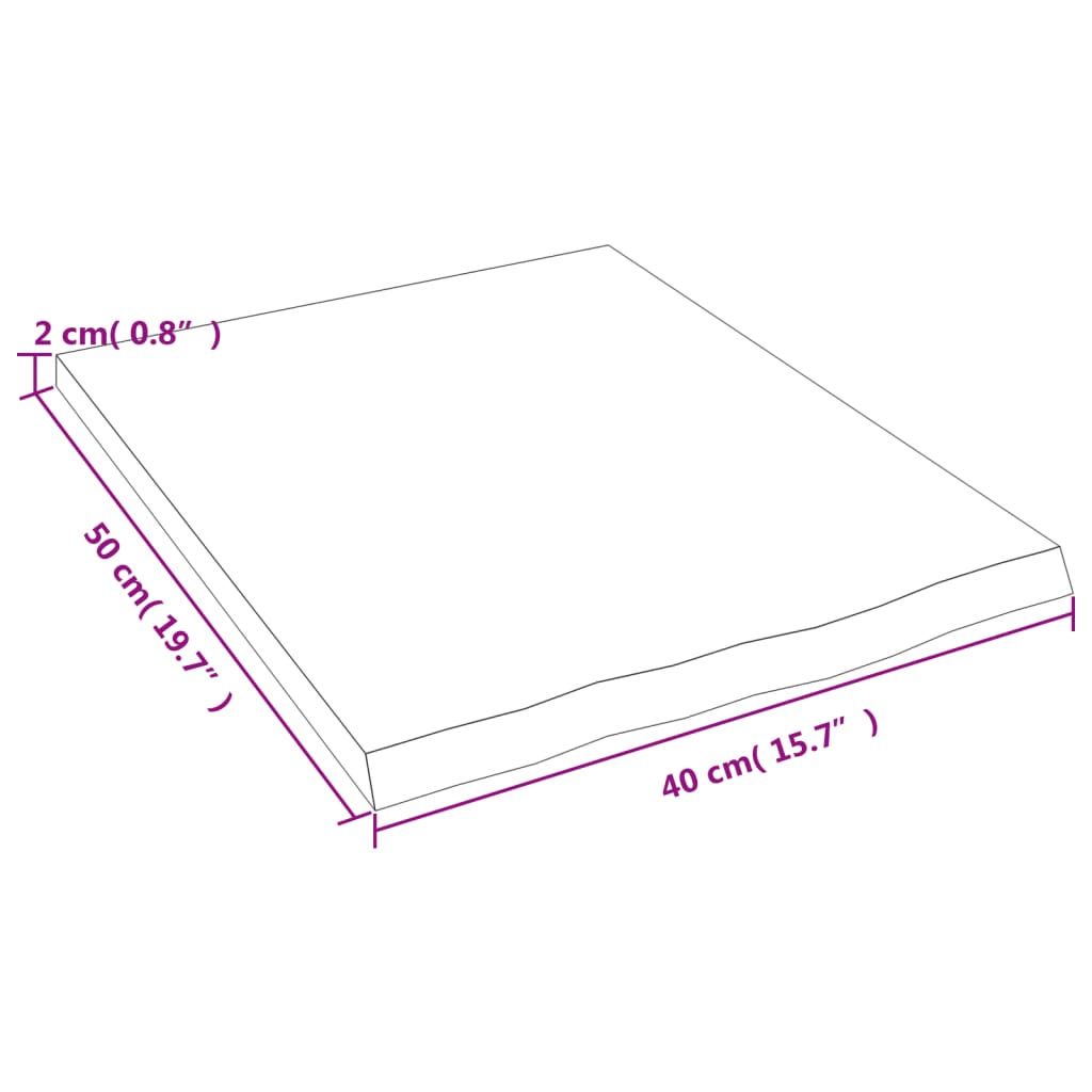Zidna polica 40 x 50 x 2 cm od neobrađene masivne hrastovine