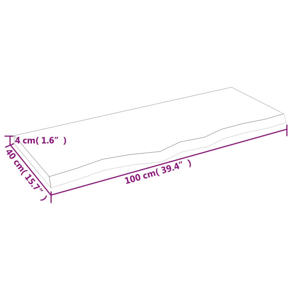 Zidna polica 100x40x(2-4) cm neobrađena masivna hrastovina