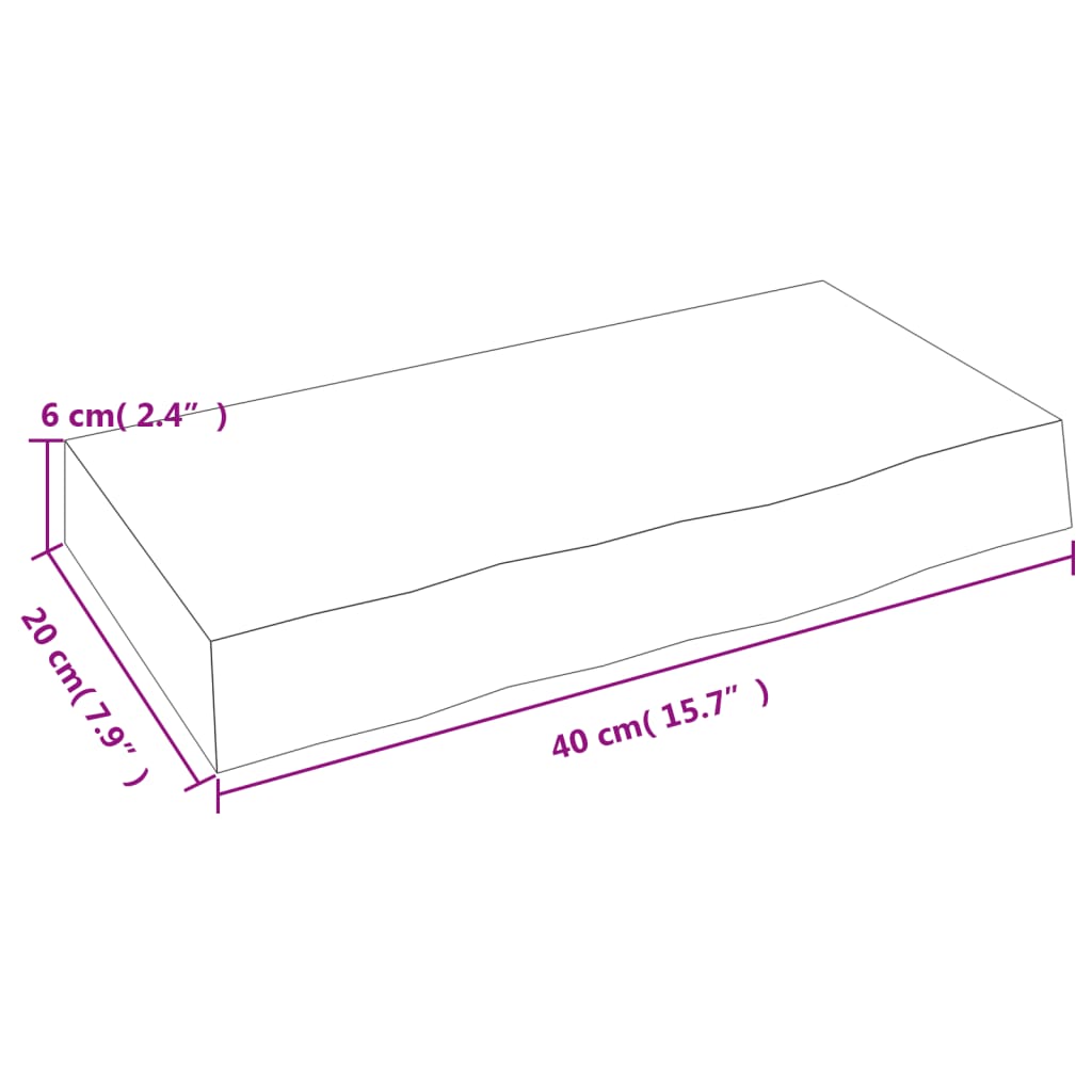Zidna polica svjetlosmeđa 40 x 20 x 6 cm od obrađene hrastovine