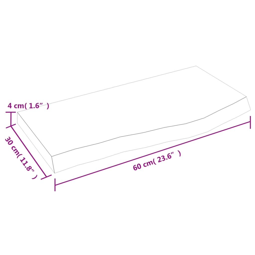 Zidna polica svjetlosmeđa 60x30x(2-4) cm obrađena hrastovina
