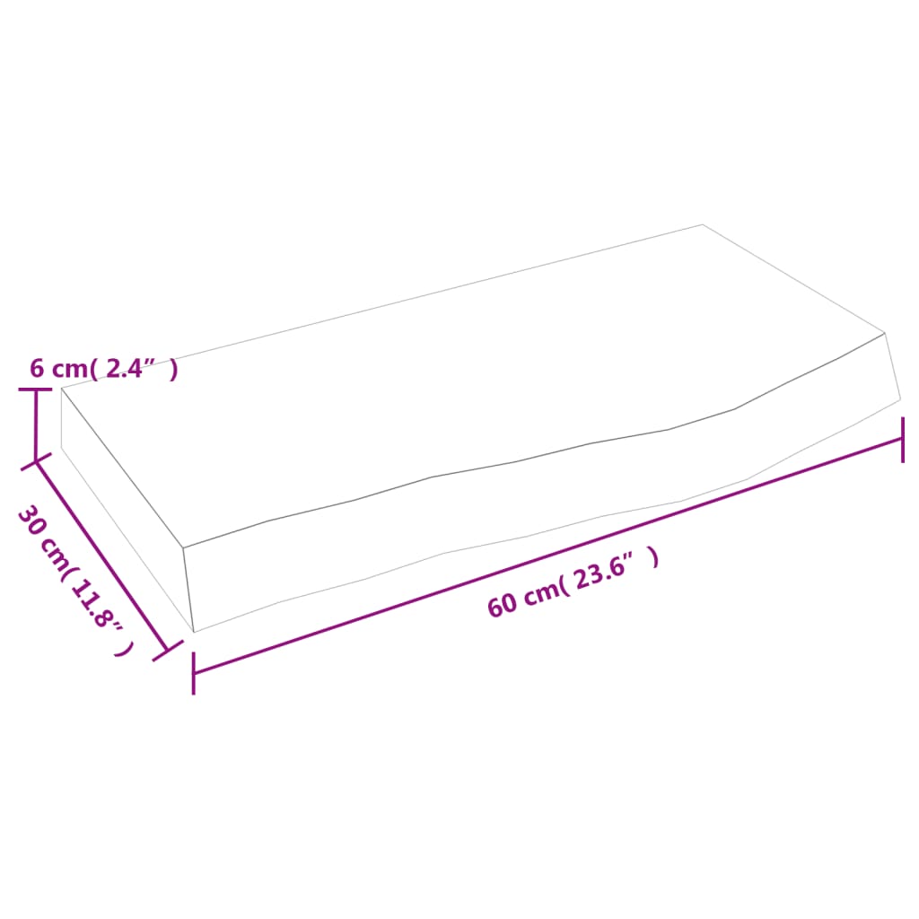 Zidna polica svjetlosmeđa 60x30x(2-6) cm obrađena hrastovina