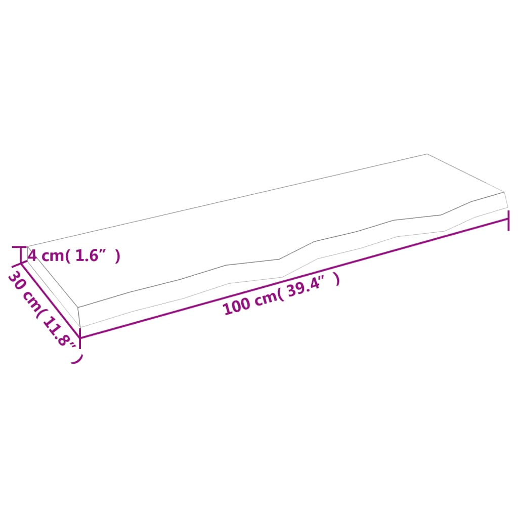 Zidna polica svjetlosmeđa 100x30x(2-4) cm obrađena hrastovina
