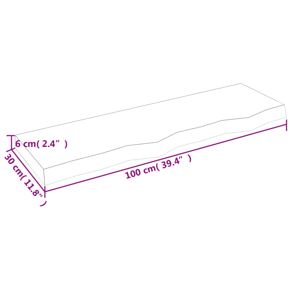 Zidna polica svjetlosmeđa 100x30x(2-6) cm obrađena hrastovina