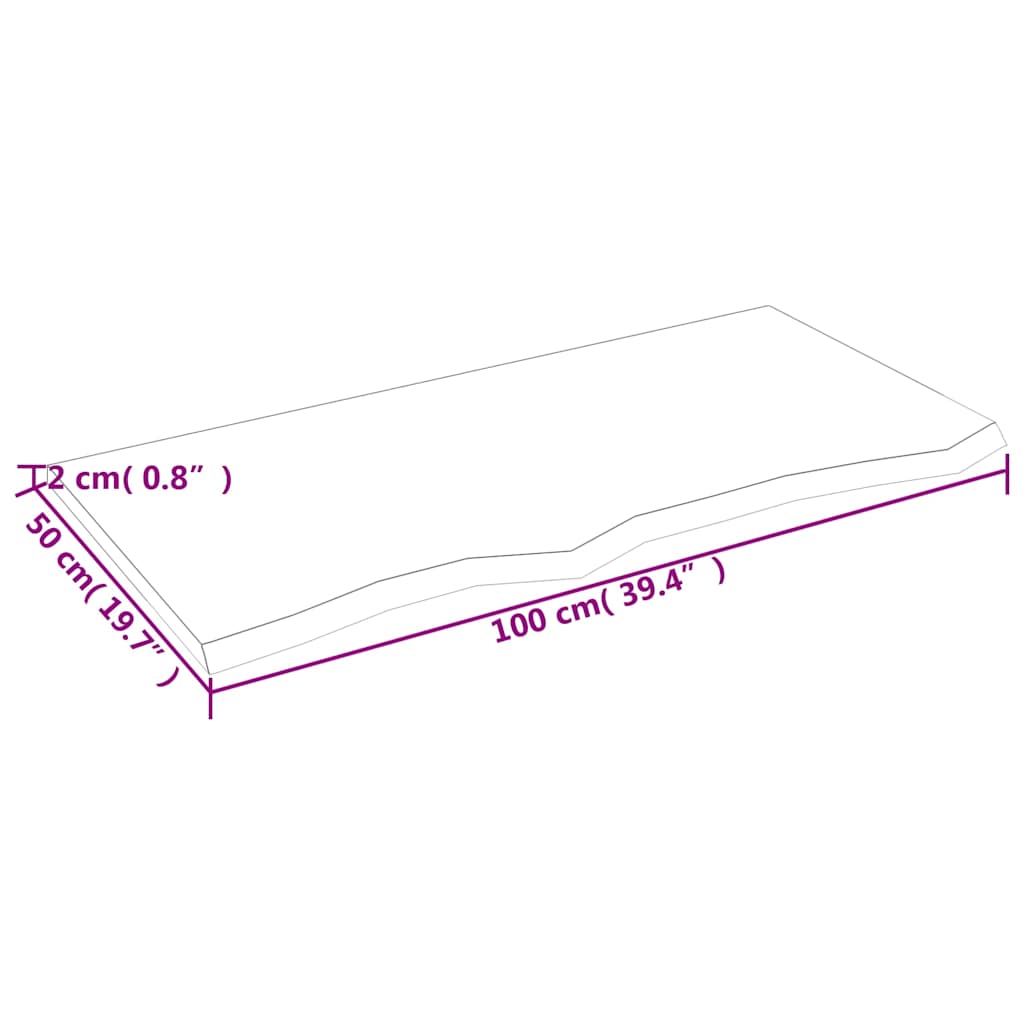 Zidna polica svjetlosmeđa 100x50x2 cm od obrađene hrastovine