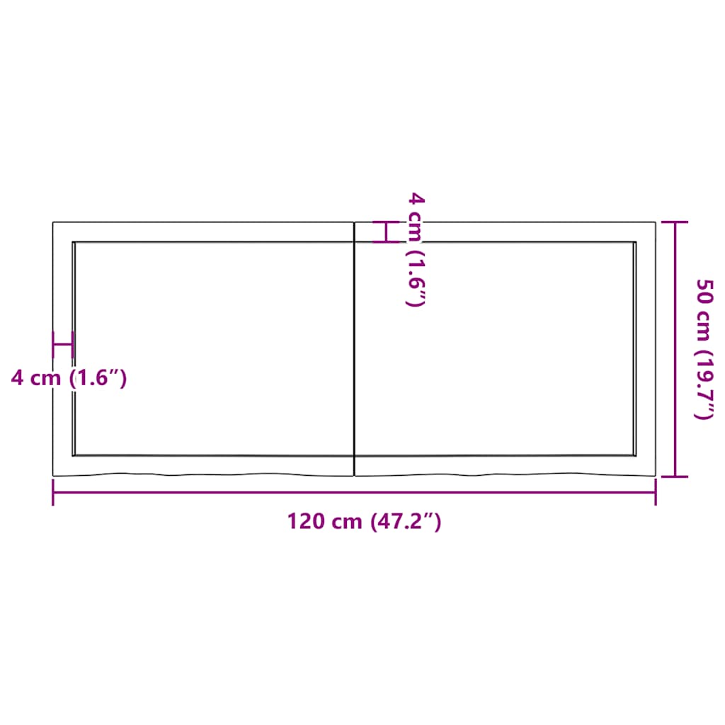 Zidna polica svjetlosmeđa 120x50x(2-4) cm obrađena hrastovina