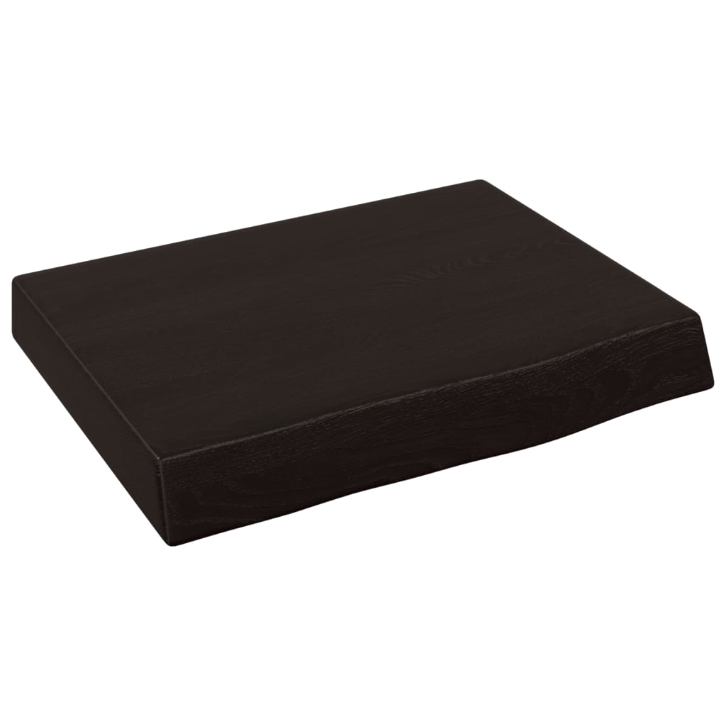 Zidna polica tamnosmeđa 40x30x(2-4) cm od obrađene hrastovine