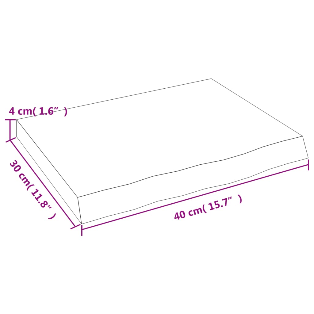 Zidna polica tamnosmeđa 40x30x(2-4) cm od obrađene hrastovine