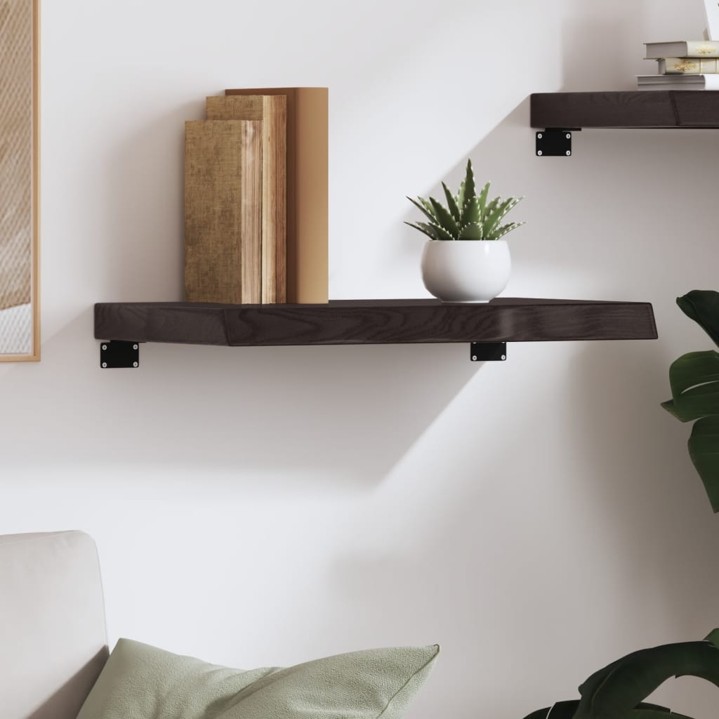 Zidna polica tamnosmeđa 60x40x(2-6) cm od obrađene hrastovine