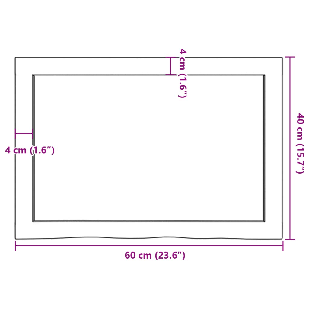 Zidna polica tamnosmeđa 60x40x(2-6) cm od obrađene hrastovine