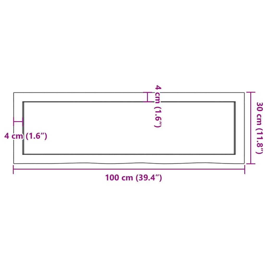 Zidna polica tamnosmeđa 100x30x(2-4) cm od obrađene hrastovine