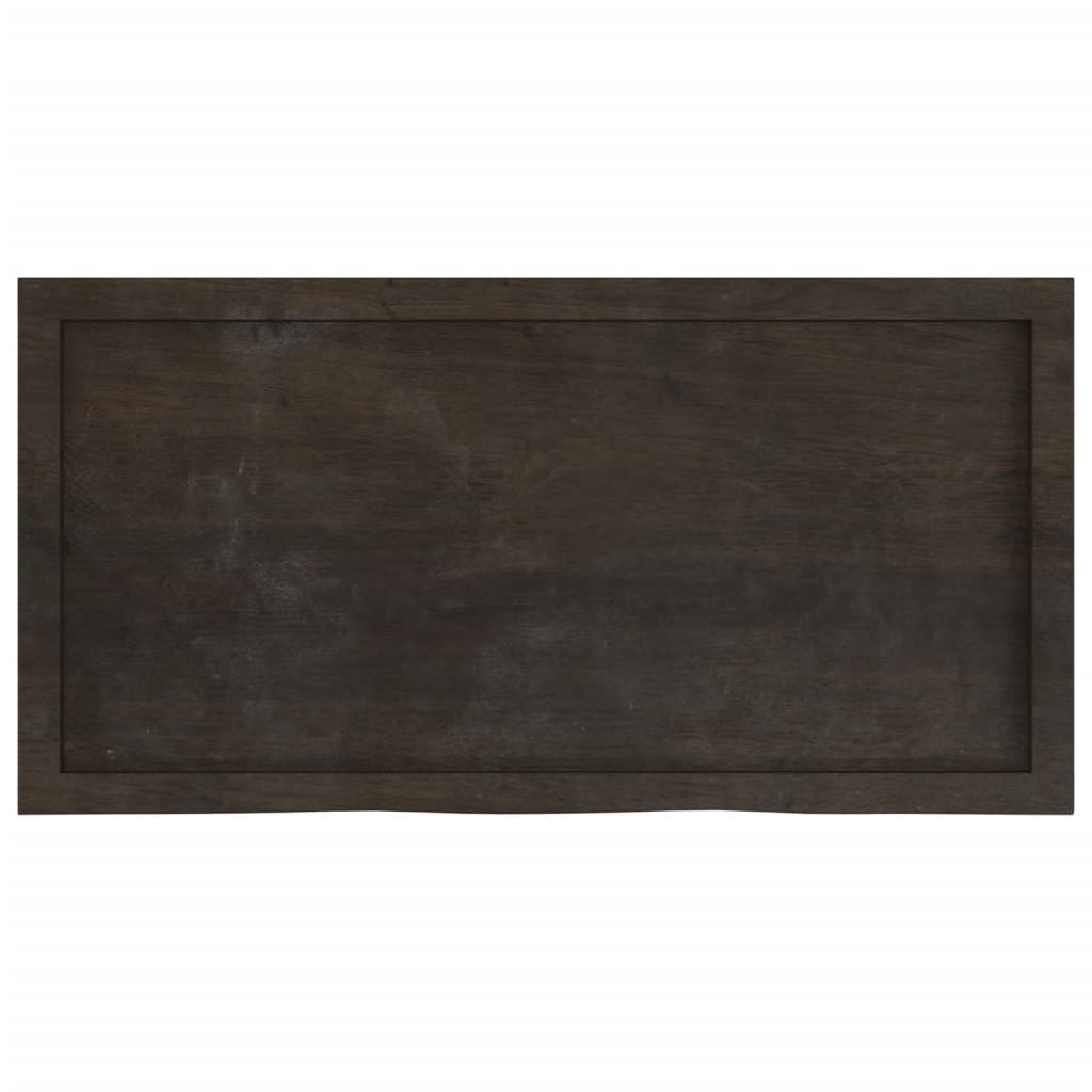 Zidna polica tamnosmeđa 100x50x(2-4) cm od obrađene hrastovine