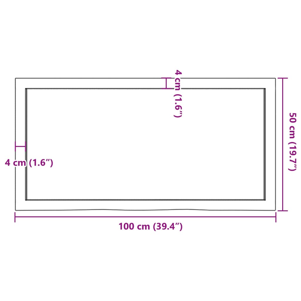 Zidna polica tamnosmeđa 100x50x(2-4) cm od obrađene hrastovine