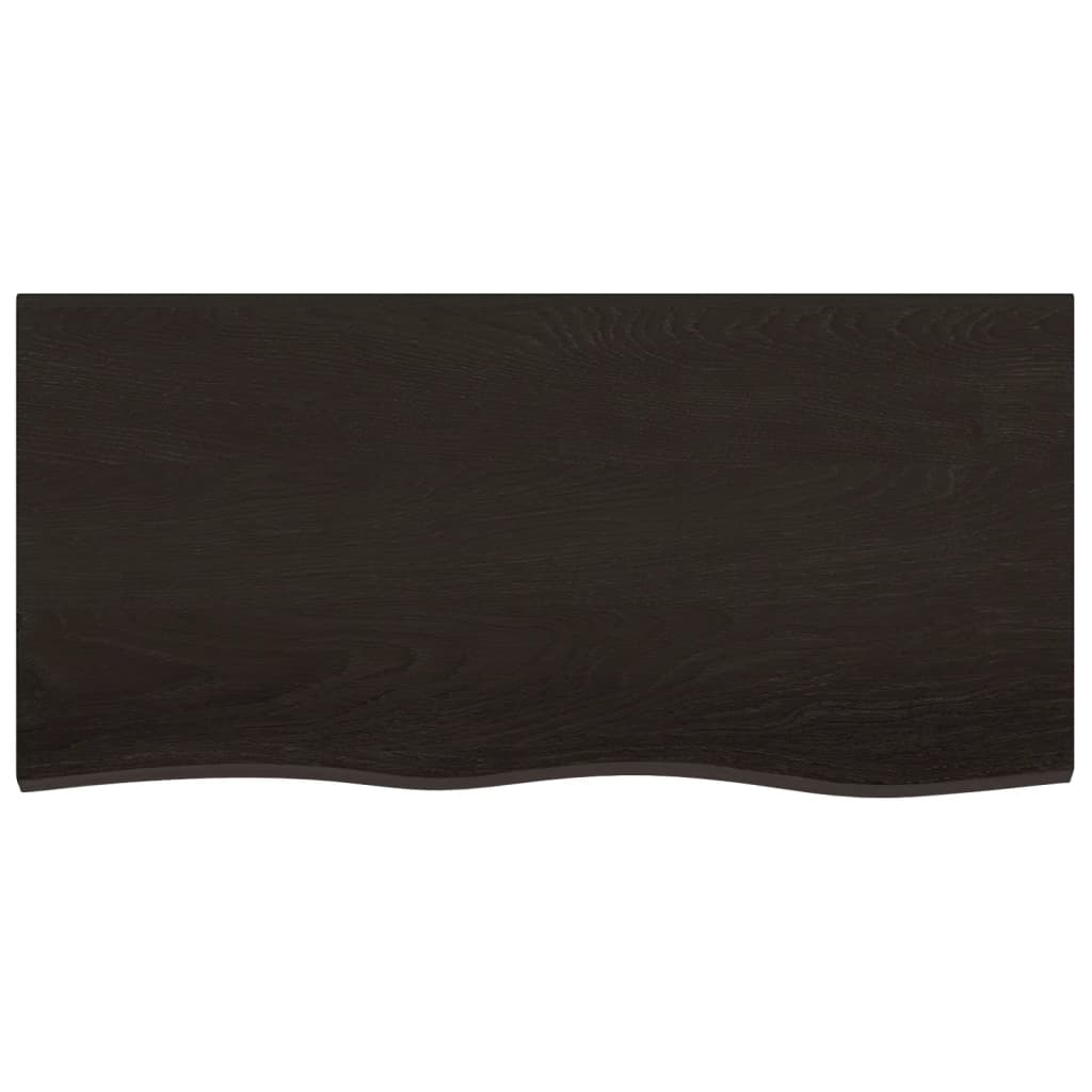 Zidna polica tamnosmeđa 100x50x(2-6) cm od obrađene hrastovine