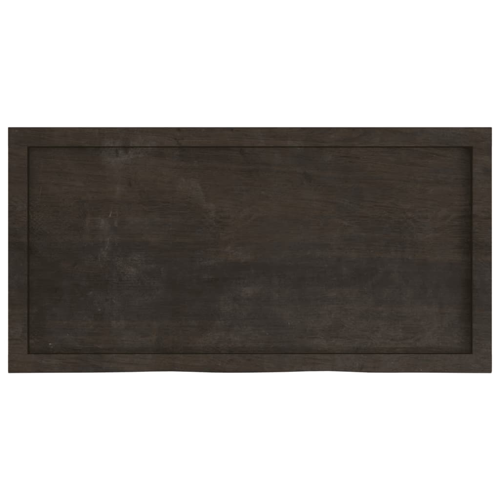 Zidna polica tamnosmeđa 100x50x(2-6) cm od obrađene hrastovine