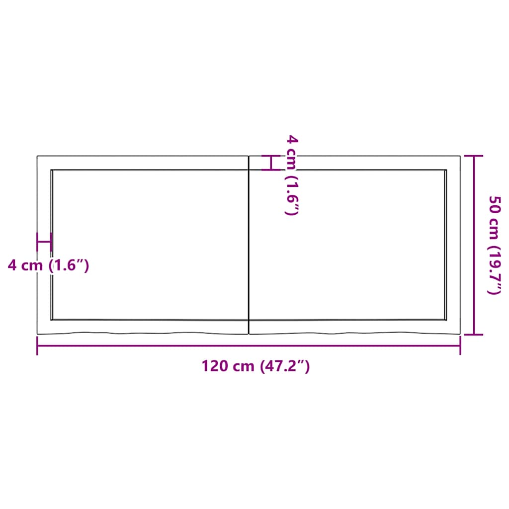 Zidna polica tamnosmeđa 120x50x(2-6) cm od obrađene hrastovine