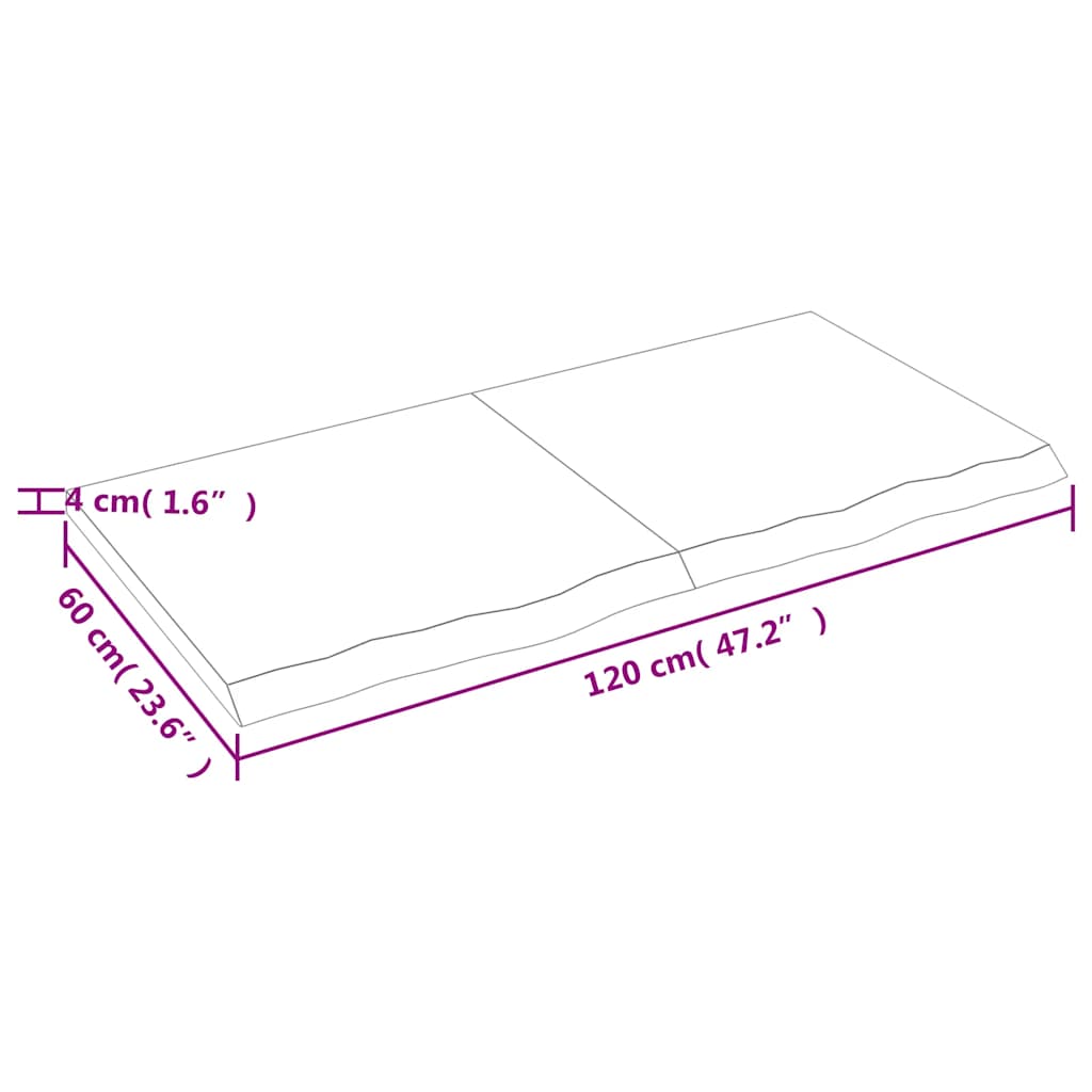 Zidna polica tamnosmeđa 120x60x(2-4) cm od obrađene hrastovine