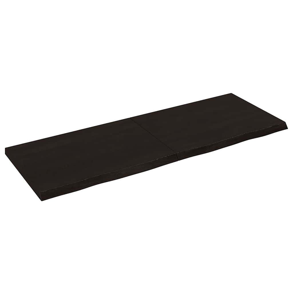 Zidna polica tamnosmeđa 140x50x(2-4) cm od obrađene hrastovine