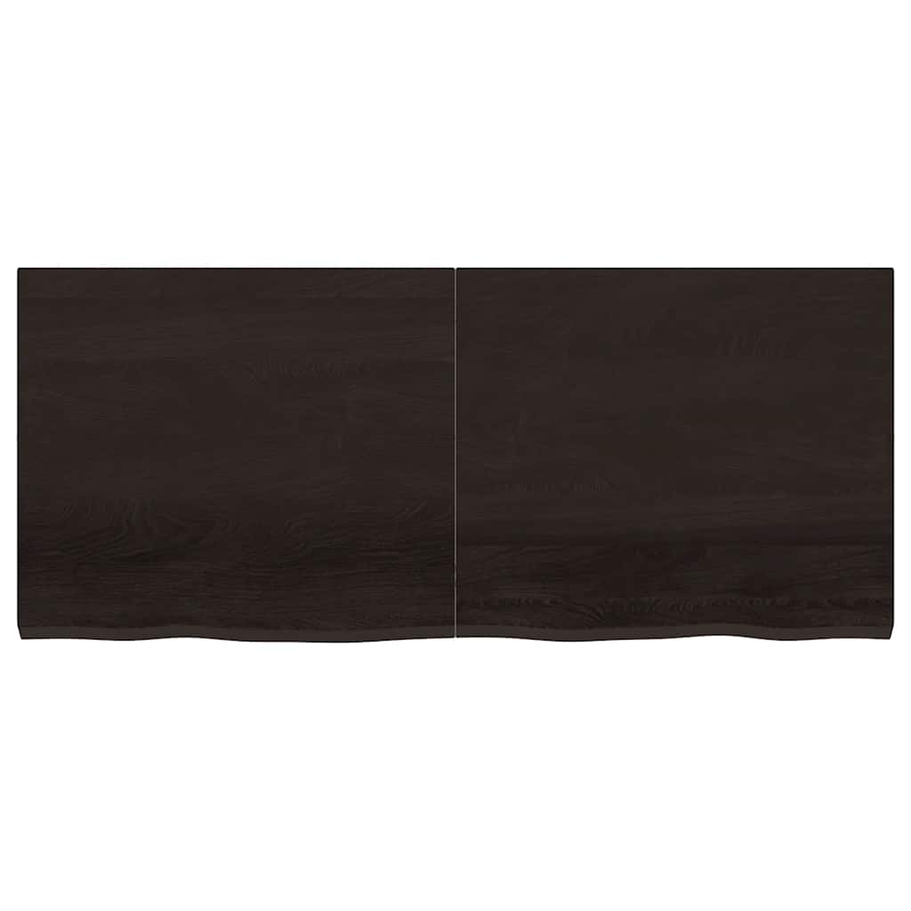 Zidna polica tamnosmeđa 140x60x(2-4) cm od obrađene hrastovine