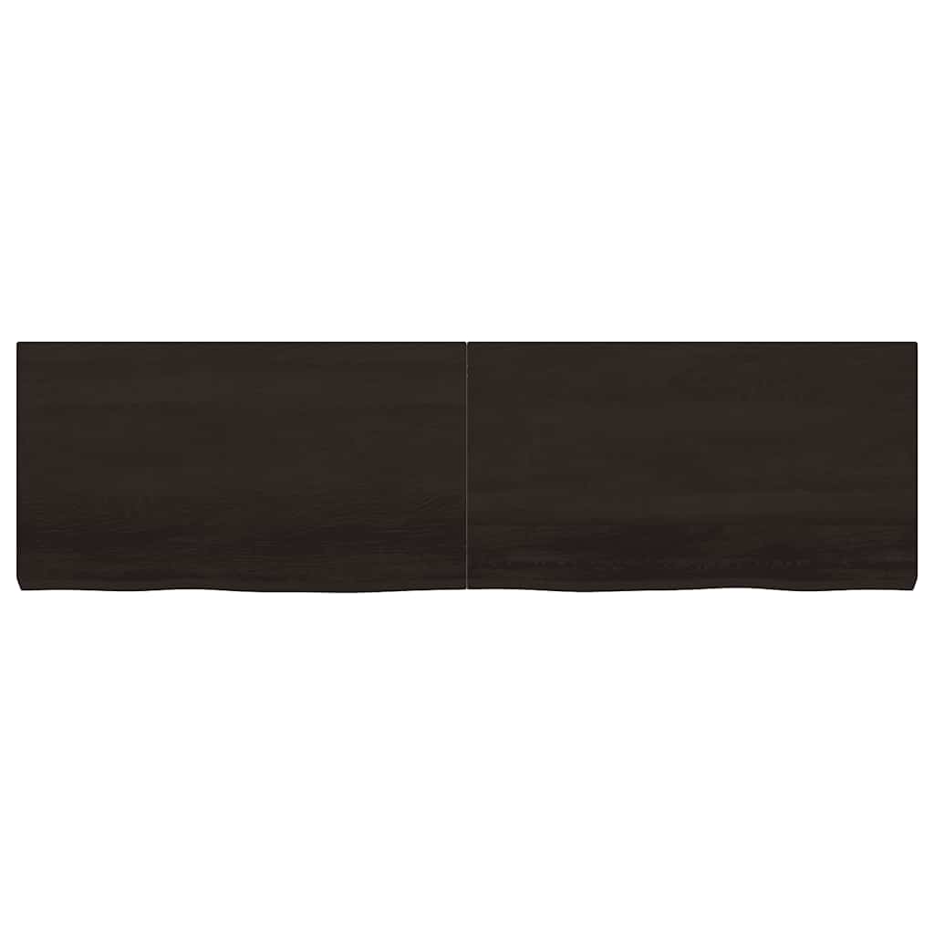Zidna polica tamnosmeđa 180x50x(2-6) cm od obrađene hrastovine