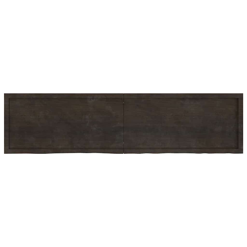 Zidna polica tamnosmeđa 200x50x(2-4) cm od obrađene hrastovine