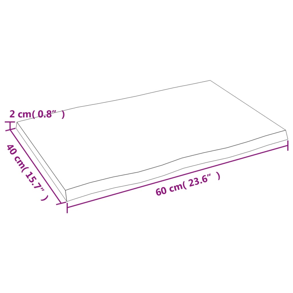 Stolna ploča 60x40x2 cm netretirana hrastovina sa živim rubom