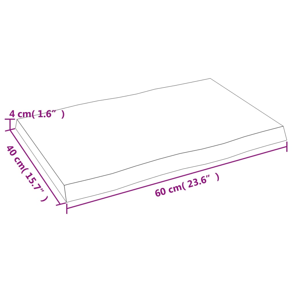 Stolna ploča 60x40x(2-4) cm od hrastovine sa živim rubom
