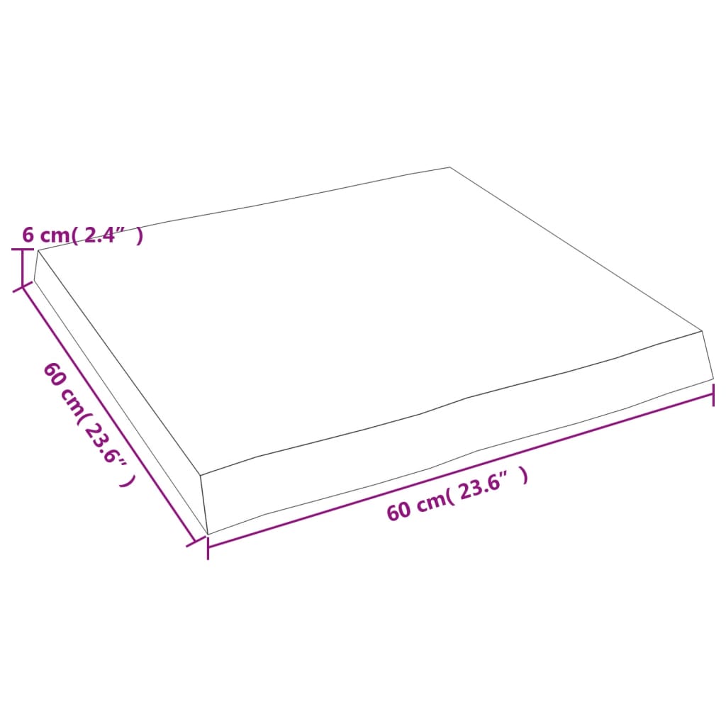 Stolna ploča 60x60x(2-6) cm od hrastovine sa živim rubom