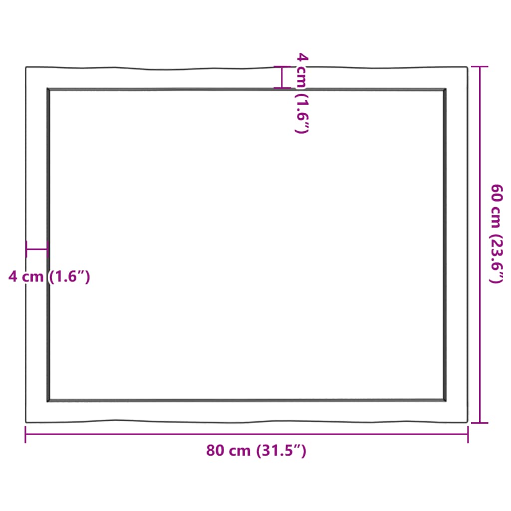 Stolna ploča 80x60x(2-4) cm od hrastovine sa živim rubom
