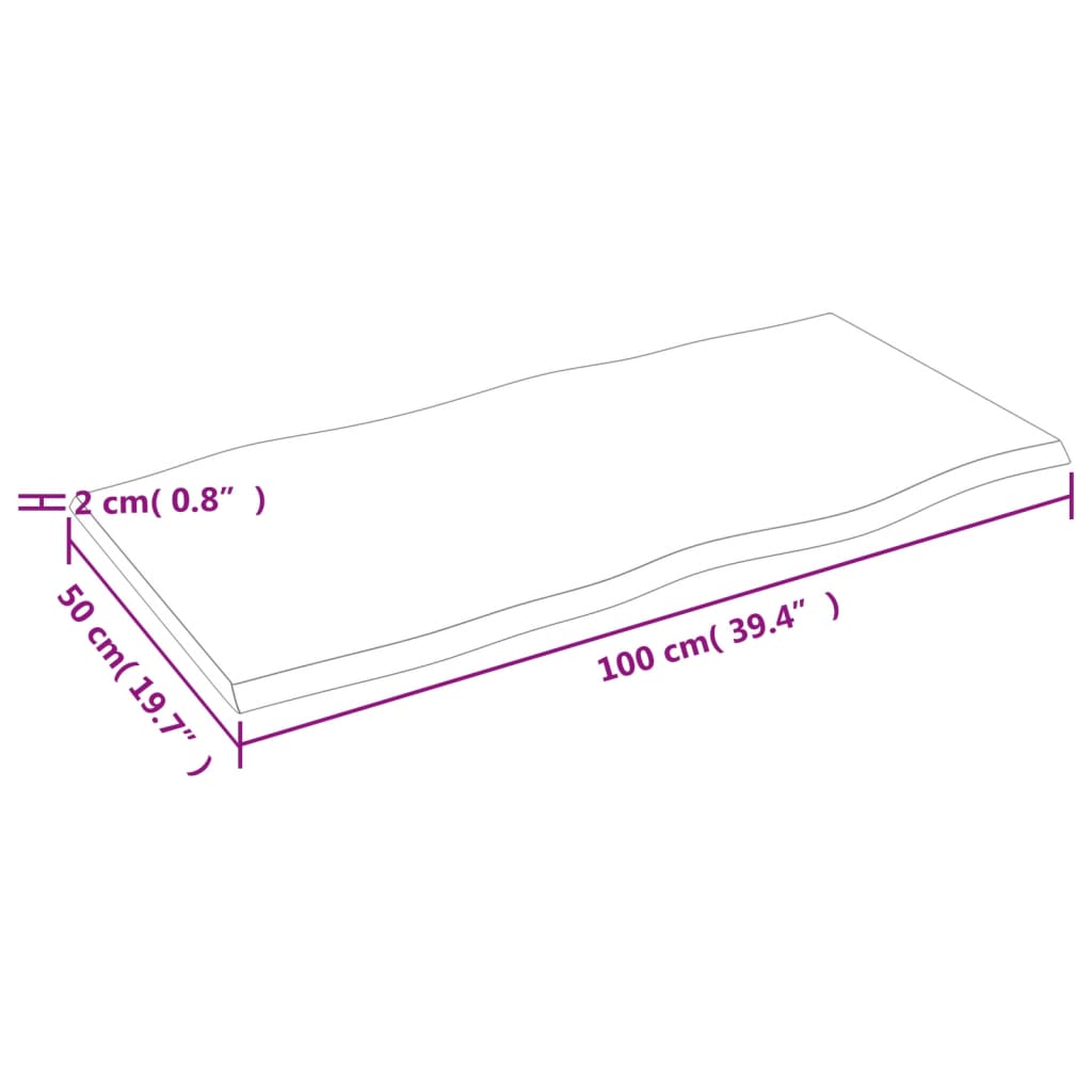 Stolna ploča 100x50x2 cm netretirana hrastovina sa živim rubom