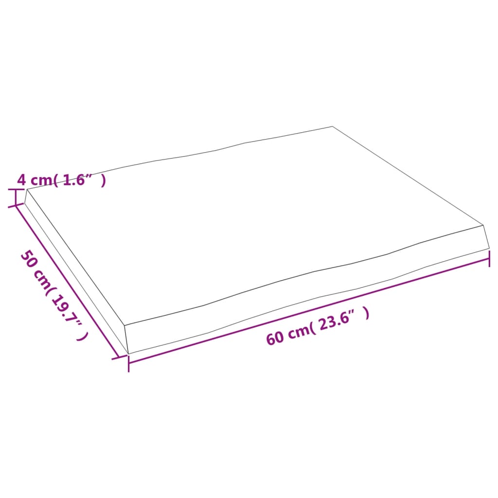Stolna ploča svjetlosmeđa 60x50x(2-4) cm obrađena hrastovina