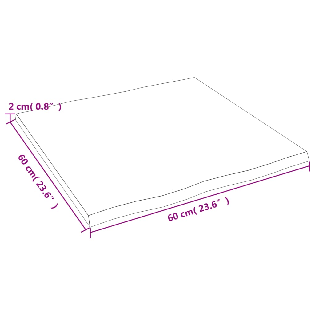 Stolna ploča svjetlosmeđa 60 x 60 x 2 cm od obrađene hrastovine