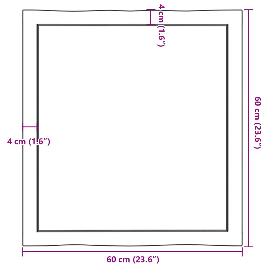 Stolna ploča svjetlosmeđa 60x60x(2-4) cm obrađena hrastovina