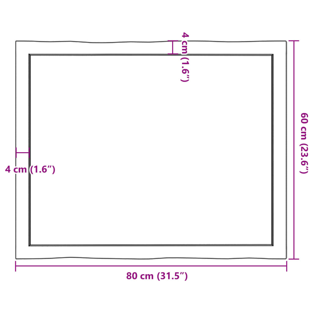 Stolna ploča svjetlosmeđa 80x60x(2-4) cm obrađena hrastovina